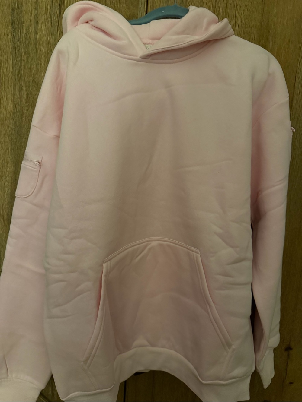 Women's Light Pink Pullover Hoodie with Front Pocket